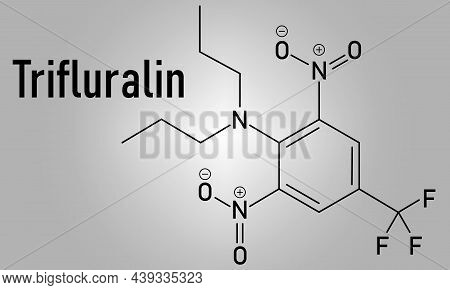 Trifluralin Herbicide Molecule. Skeletal Formula. Chemical Structure