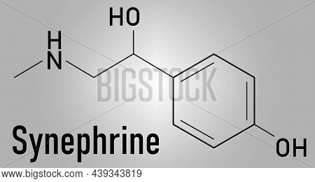 Synephrine Herbal Stimulant Molecule. Present In Several Citrus Species. Skeletal Formula.