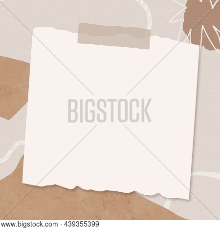 Memphis frame beige paper collage on brown abstract background