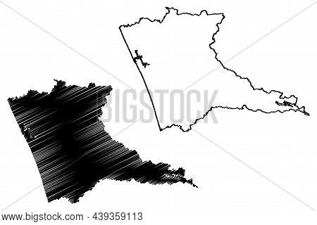 Thrissur District (kerala State, Republic Of India) Map Vector Illustration, Scribble Sketch Trichur
