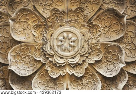 A 3d Lotus Flower Wall Decoration In Liu Xiang Tomb Scenic Area In Chengdu China, Sichuan Province.