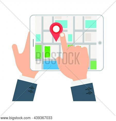 Find Location Icon Vector Illustration Travel Symbol Pin. Hand Direction Navigation Find Location Ro