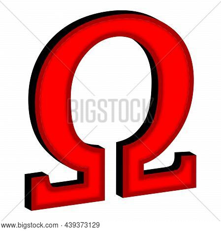 Omega- A Letter From The Greek Alphabet In 3d Isolated Over A White Background.