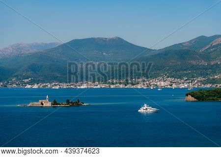 Small Island Of Otocic Gospa In The Bay. Montenegro