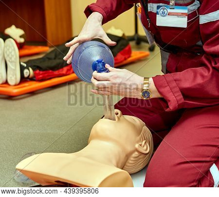 Cpr First Aid Resuscitation Adult Man Life Size Training Dummy Model, Doll Face Closeup, Detail, Man