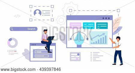 Programmer Or Coder Looking At Notebook Display And Program Window With Code Concept Of Script Codin