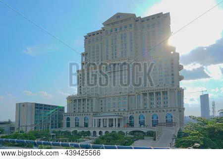 Kolkata, West Bengal, India - 20th July 2019 : View Of Itc Sonar Bangla Hotel With Blue Sky And Whit