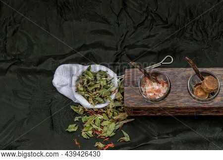 Thai Herbal Plant And Healthy Drinks Concept. Panoramic Banner Background With Copy Space For Design