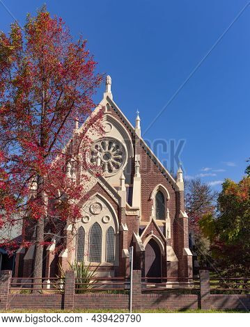 Armidale, Australia - April, 27, 2021: Front Of Wesley Uniting, Formerly Methodist, Church On An Aut