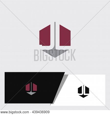 Letter Jl In Negative Spcae Style In Hexagon Shape