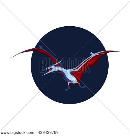 Jurassic Monster Giant Ancient Dinosaur Composition With Round Image Of Flying Dinosaur With Wings V
