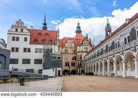 Dresden Castle Courtyard In Spring, South Germany