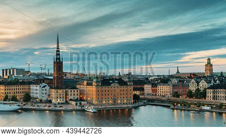 Stockholm, Sweden. Scenic View Of Stockholm Skyline At Summer Evening. Famous Popular Destination Sc