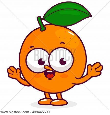 Funny Cartoon Orange Character On White Background. Vector Illustration