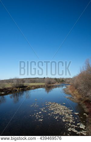 Nice Large River In November In The Canadian Countryside