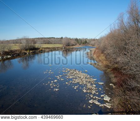Nice Large River In November In The Canadian Countryside