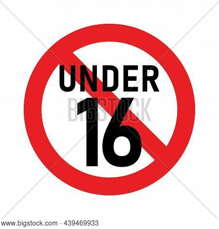 16 Plus Sign. Sixteen. For Adults Only. Age Restrictions, Censorship, Parental Control. Icon For Con