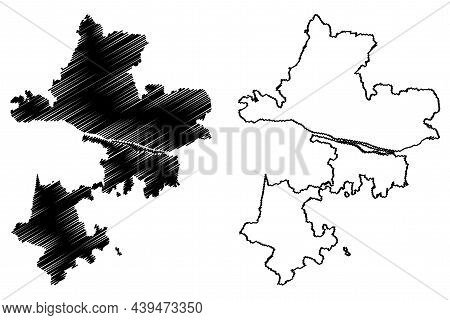 Tiruchirappalli District (tamil Nadu State, Republic Of India) Map Vector Illustration, Scribble Ske