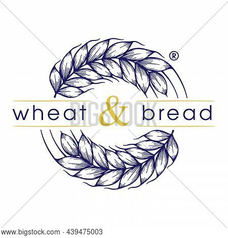 Circle Emblem Made Of Looped Wheat Ears. Hand-drawn Vector Vintage Engraved Illustration. For A Brew