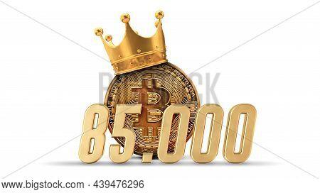 Bitcoin Cryptocurrency To 85, 000 Price Point. 3d Rendering