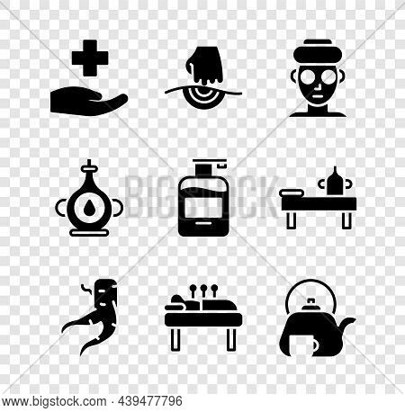 Set Cross Hospital Medical, Massage, Facial Cosmetic Mask, Ginger Root, Acupuncture Therapy, Teapot 