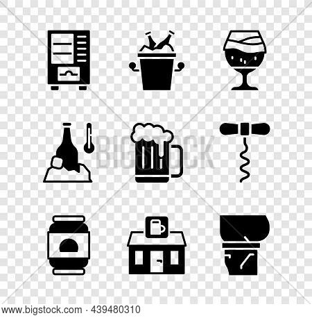 Set Vending Machine, Beer Bottles Ice Bucket, Glass Of Beer, Can, Store Building Shop, Belly, Cold A