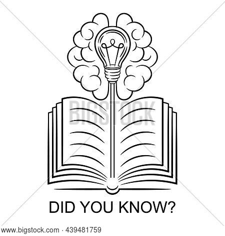 Did You Know Interesting Fact, Education Information In Learning Book Line Icon. Helpful Wise Advice