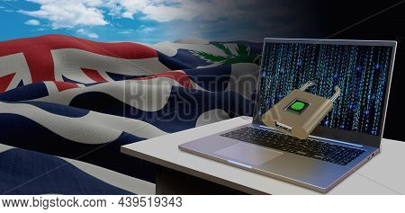 Waving National Flag Of The British Indian Ocean. Concept For Information Technology And Data Securi