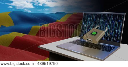 Waving National Flag Of The Democratic Republic Of Congo. Concept For Information Technology And Dat