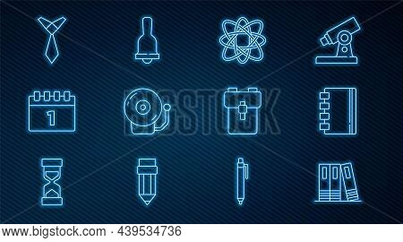 Set Line Office Folders, Spiral Notebook, Atom, Ringing Alarm Bell, Calendar First September Date, T