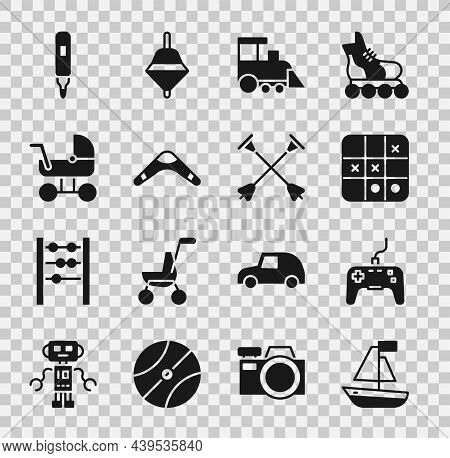 Set Toy Boat, Gamepad, Tic Tac Toe Game, Train, Boomerang, Baby Stroller, Marker Pen And Arrow With 