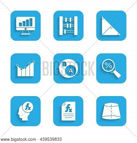 Set Subsets, Function Mathematical Symbol, Geometric Figure, Magnifying Glass With Percent, Graph, S