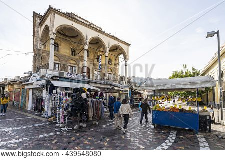 Athens, Greece. November 2021. Exterior View Of The Tzisdarakis Mosque In Monastiraki Square