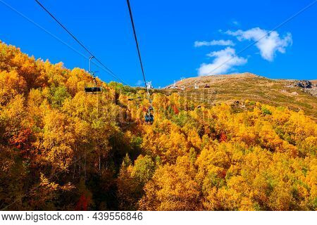 Cable Car On The Cheget Mountain, Which Located Opposite Mount Elbrus In The Caucasus, Russia