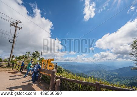 Nan.thailand-18.12.2020:unacquainted People With Beautiful Landscape Of On 1715 Viewpoint At Nan Tha