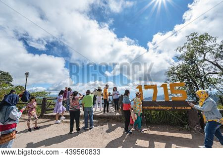 Nan.thailand-18.12.2020:unacquainted People With Beautiful Landscape Of On 1715 Viewpoint At Nan Tha
