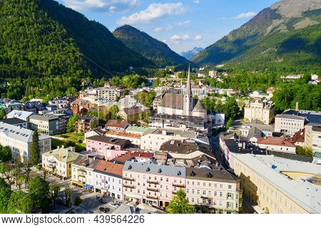 Bad Ischl Aerial Panoramic View, Austria. Bad Ischl Is A Spa Town In The Centre Of The Salzkammergut