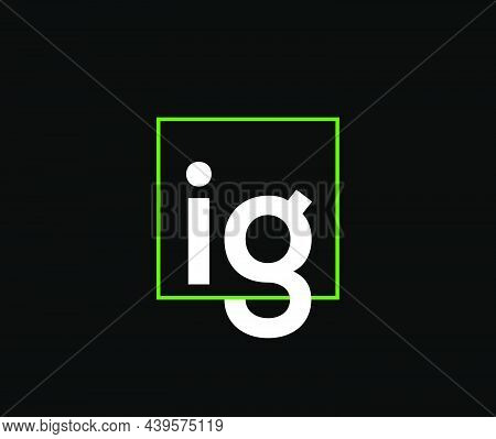 Ig Company Name Initial Letters Logo. Ig Letters In Green Box. Brand Ig.