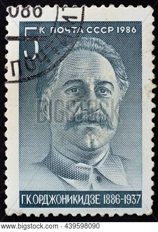 Ussr - Circa 1986: Postage Stamp 'portrait Of Sergo Ordzhonikidze' Printed In Ussr. Series: '100th A
