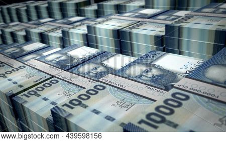 Chile Pesos Money Banknotes Pack 3D Illustration