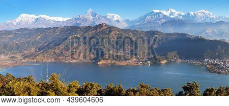 Panoramic View Of Mount Annapurna,  Himalayan Range, Pokhara And Phewa Lake, Pokhara Valley, Nepal H
