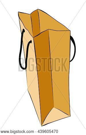 Simple Vector Hand Draw Sketch Brown Mockup Of Paper Bag