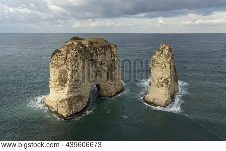 Pigeon Rocks. Lebanon, Beirut, Raouche, Mediterranean Sea