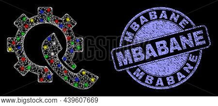 Glossy Polygonal Mesh Web Phone Receiver Gear Icon With Glare Effect On A Black Background, And Mbab