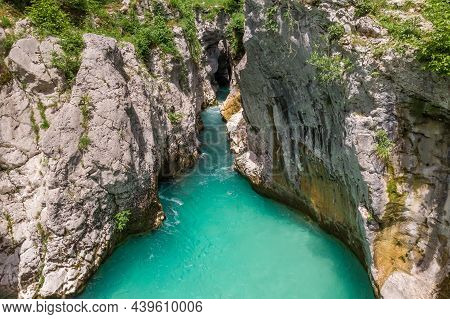 Magical Turquoise Color Of Soca River, Slovenia