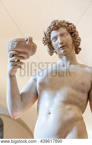 Florence, Italy - Circa June 2021: Bacchus By Michelangelo Buonarroti, 1501. Ancient Sculpture Made 
