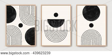 Abstract Modern Art With Geometric Balance Shapes. Abstract Arch, Moon, Earth Print