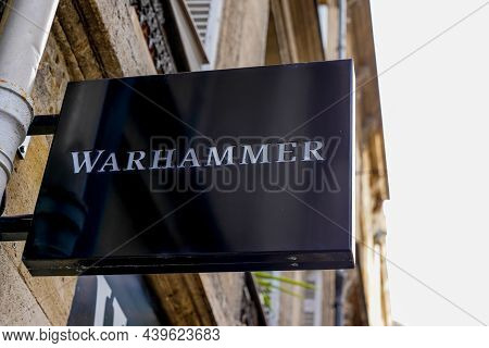 Bordeaux , Aquitaine France - 11 05 2021 : Warhammer Text Brand And Logo Sign On Facade Boutique Toy