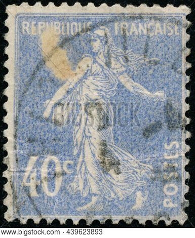 Vintage Stamp Printed In France Circa 1928 Shows Antique Sower