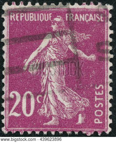 Vintage Stamp Printed In France Circa 1925 Shows Antique Sower